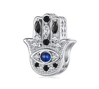 Hand Charm 925 Sterling Silber Hand der Fatima Liebe Freundschaft Familie Herz Geburtsstein Brief Charm für Pandora Charm Armband, Einheitsgröße, Sterling-Silber, Zirkon