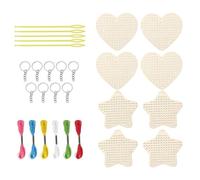 Hand Embroidery Kit - Wooden Heart Star Craft Set, DIY Needlework Kit, Decorative Bag Ornament Keychain Pendants | Enthusiasts, Students, Teens, Boys, Girls, Crafting, Sewing, Art, Hobby, Gift, Creati