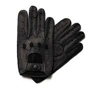 Hand Gewand by Weikert Exklusive Auto Lederhandschuhe aus PECCARY-LEDER, Autohandschuhe mit Finger, handgenäht, Autofahrerhandschuhe Herren (9,5, Schwarz)