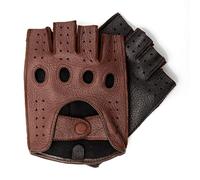 Hand Gewand by Weikert Hirschleder Herren Auto-Handschuhe, handgenäht, fingerlose Autofahrerhandschuhe, ungefüttert, zweifarbig, halbfinger, Lederhandschuhe, Motorrad
