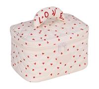 Hand-Make-up-Tasche, gesteppt, Kosmetiktasche, große Kapazität, Kulturbeutel, ästhetischer Hautpflege-Organizer, große Kapazität, Reise-Kulturbeutel, gestepptes Make-up für Damen, rot, Mass Beauty