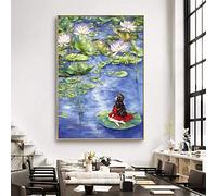 Handarbeit, DIY gedruckt Cartoon Schöne Mädchen Kreuzstichsätze für Vollstickerei Cross-Stitch Kit Home Wanddekoration ( Color : DX1069 he tang , Cross Stitch Fabric CT number : 9CT Cotton 63x86cm )