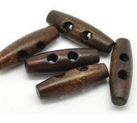 Handarbeit-Lieblingsladen 20 Stück edle Holzknöpfe - Knebelknöpfe oval 3,5 x 1,1 cm Dunkelbraun braun Knebel 2 Löcher längliche Knöpfe zum annähen nähen und basteln - Jackenknöpfe Mantelknöpfe