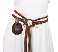 Handcrafts viktorianischer Taillengürtel aus geknotetem Seil mit Abnehmbarer mittelalterlicher Handtasche für und Fantasy Outfits Nordischer Taillenmiedergürtel mit WaistPack aus