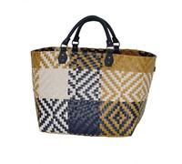 Handed By - Quinn Shopper navy ochre yellow with champagne