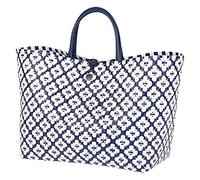 Handed By Shopper Motif Bag – geflochtene Einkaufstasche blau/weiß Größe L