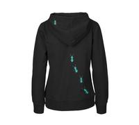 HANDGEDRUCKT "Ameisen" Frauen Zip-HOODY aus reiner Biobaumwolle (kbA) Black XL