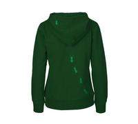 HANDGEDRUCKT "Ameisen" Frauen Zip-HOODY aus reiner Biobaumwolle (kbA) BottleGreen XL