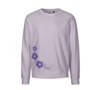 HANDGEDRUCKT "Hibisken" Unisex Sweatshirt aus reiner Biobaumwolle (kbA) DustyPurple XL
