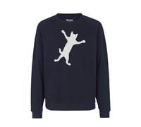 HANDGEDRUCKT "Klammerkatze" Unisex Sweatshirt aus reiner Biobaumwolle (kbA) NavyBlue L
