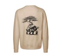 HANDGEDRUCKT "Lange Reise" Unisex Sweatshirt aus reiner Biobaumwolle (kbA) Sand S