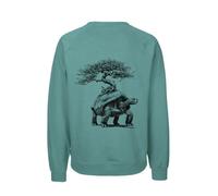 HANDGEDRUCKT "Lange Reise" Unisex Sweatshirt aus reiner Biobaumwolle (kbA) Teal XL