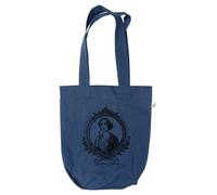 HANDGEDRUCKT "Madame Bohème" Shopper aus BAUMWOLLE kbA Denim Blue/ Druck Schwarz