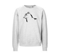 HANDGEDRUCKT "Stubentiger" Unisex Sweatshirt aus reiner Biobaumwolle (kbA) AshGrey XL
