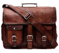 Handgefertigt Welt Leder Messenger Bag - 40,6 cm Aktentasche Messenger Bag Leder braun mit Umhängetasche Schultergurt - Tolles Messenger Bag für Laptops, Business, Reisen, oder Schule