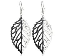 Handgefertigte böhmische bunte Naturholz-Ohrhänger mit Blättern, ethnisch, afrikanisch, Vintage, leicht, Boho, hohles Holz, Blatthaken, Ohrringe für Frauen, einzigartiger geometrischer Schmuck, Holz