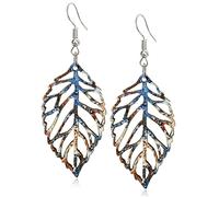 Handgefertigte böhmische bunte Naturholz-Ohrhänger mit Blättern, ethnisch, afrikanisch, Vintage, leicht, Boho, hohles Holz, Blatthaken, Ohrringe für Frauen, einzigartiger geometrischer Schmuck, 73 mm