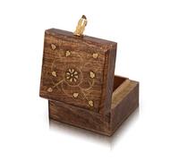 Handgefertigte dekorative Schmuckschatulle aus Holz mit Schloss und Schlüssel, Schmuck-Organizer, Andenkenbox, Schatztruhe, Schmuckkästchen, Schlossbox, Uhrenbox, 10,16 x 10,16 cm, Geschenkidee