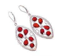 Handgefertigte Granat-Tropfenohrringe, roter Schmuck für Valentinstag, Hochzeit, Jahrestag, 7 x 5 mm, 6 x 4 mm, 5 mm, Sterlingsilber, Granat