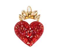 Handgefertigte rote Krone Herz Perlen Strass Patches Applikation für Mantel Kleidung Dekor Nähzubehör (C 2 Stück)