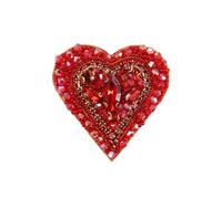 Handgefertigte rote Krone Herz Perlen Strass Patches Applikation für Mantel Kleidung Dekor Nähzubehör (D 2 Stück)