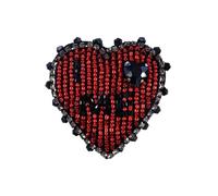 Handgefertigte rote Krone Herz Perlen Strass Patches Applikation für Mantel Kleidung Dekor Nähzubehör (A 2 Stück)