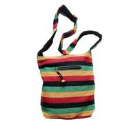 Handgefertigte Schultertasche im Rasta-Bob-Marley-Stil, gestreift, Baumwolle Gr. 45 x 35 cm ca, multi