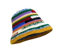 Handgefertigter gestrickter gestreifter Fischerhut, gewebtes Streifenmuster, Schlapphut für Damen, Erwachsene, Teenager, Winter-Anglerkappe, Häkelmütze