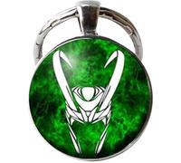 Handgefertigter Loki-Schlüsselanhänger, Glaskuppel-Schlüsselanhänger, bronze, 25