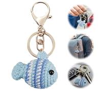 Handgefertigter Schlüsselanhänger Fisch Design - Süßer Gehäkelter Anhänger mit Schlüsselring für Taschen, Autoschlüssel & Rucksäcke - Originelles Geschenk, Strick-Dekoration für Alltag & Reisen