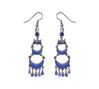 Handgefertigter Tropfenohrringe für Damen, Lapislazuli Edelstein Ohrhänger, Ethnisch Designer Versilberte Mode Schmuck für Geschenke, Drop Earrings