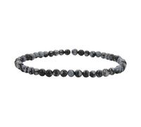 Handgefertigtes Armband mit 4mm Perlen - Natürliche Steinperlen für Yoga, Mala und Boho-Stil - Dehnbares Armband für Damen und Herren (Schneeflockenobsidian)