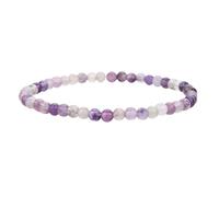 Handgefertigtes Armband mit 4mm Perlen - Natürliche Steinperlen für Yoga, Mala und Boho-Stil - Dehnbares Armband für Damen und Herren (Purpurfluorid)