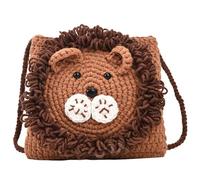 Handgehäkelte Umhängetasche, Mini-süße Kawaii-Strick-Umhängetasche, handgewebte Häkelhandtaschen, löwe