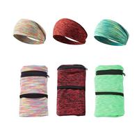 Handgelenk Beutel, Sport Handgelenktasche mit Reißverschluss, für Laufen, Joggen, Spazieren, Gassi gehen, Fahrrad und Yoga etc (S, Rainbow+Purplish Red+Emerald Green+3 Headband)