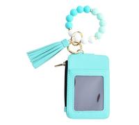 Handgelenksband Schlüsselanhänger mit Portemonnaie - Mit Perlen Und Quaste Armband Kartenhalter | Münzenhalter für Damen - Geburtstag Shopping Datum