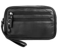 Handgelenktasche BODENSCHATZ, Damen, Gr. B/H/T: 24cm x 14cm x 3cm onesize, schwarz, Leder, beschichtet, glänzend, Taschen, echt Leder (214491-0) schwarz