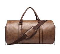 Handgepäck-Kleidersack, große Anzugtasche, wasserdichte Anzug-Tragetaschen, Leder, 2-in-1-Kleidungsträger mit Schuhfach für Männer, Frauen, Urlaub, Teebraun, Refer to description