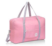 Handgepäck Tasche für Flugzeug Reisetasche Klein Faltbare Handgepäck Koffer 55x40x20cm / 45x36x20cm Sporttasche Krankenhaustasche Weekendertasche von WANDF (B - Rosa mit Schultergurt)
