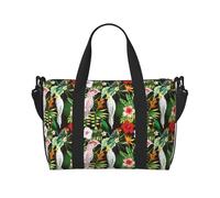 Handgepäcktasche für Damen, kunstvolle süße Papageienpalmenblätter, persönliche Gegenstände, Reisetasche, Reiseutensilien, Sport, Turnbeutel für Männer und Frauen