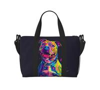 Handgepäcktasche für Damen, Wochenendtasche, Neon-Pop-Art, Pitbull, persönliche Gegenstände, Reisetasche, Reiseutensilien, Sport, Turnbeutel für Männer und Frauen