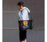 Handgepäcktasche mit Yin-Yang-Feuerwasser-Druck, Reisetasche, persönliche Gegenstände, für Reisen, Fitnessstudio, Sport, Wochenende, Schwarz , Einheitsgröße