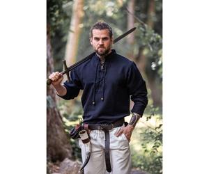 Handgewebtes Baumwoll-Hemd "Ingolf" Schwarz M