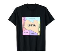 Handgezeichnete Karte von Libyen, Namen der Nachbarländer T-Shirt