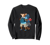 Handgezeichnetes lustiges Rucksack-Affen-Cartoon-Geschenk von Lobeboy Sweatshirt