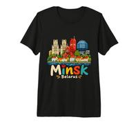 Handgezeichnetes Minsk-Reise-Souvenir, Sehenswürdigkeit, Geschenk Premium T-Shirt
