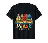 Handgezeichnetes Minsk-Reise-Souvenir, Sehenswürdigkeit, Geschenk T-Shirt