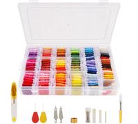 Handi Stitch 148-Teiliges Stickgarn Set - Kreuzstich Set mit Transparenter Stickgarn Aufbewahrungsbox aus Kunststoff - 110 Fäden auf Papierspulen - Garn für Freundschaftsbänder & DIY-Handwerk