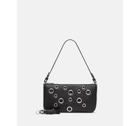 Handliche Crossbody-Bag aus natürlich genarbtem Leder schwarz