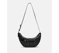Handliche Hobo-Bag aus Rindsleder mit glossy Finish schwarz